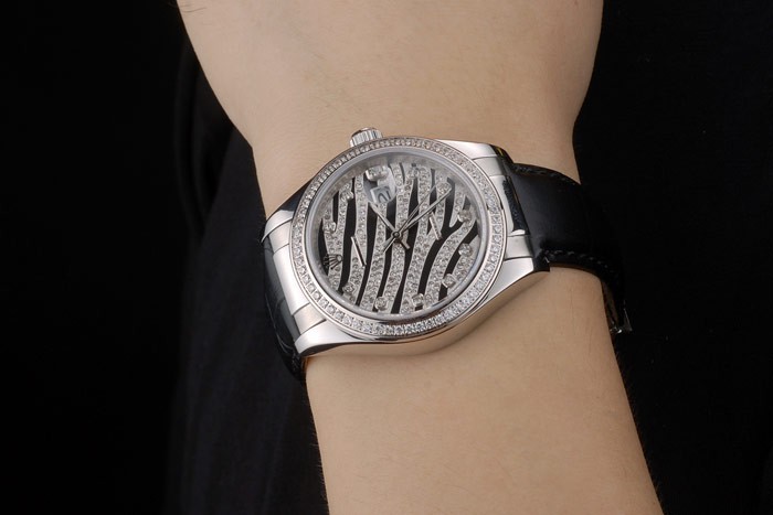 Swiss Rolex Datejust Special Edition 2012 Black Leather Strap 80252 - Image 2