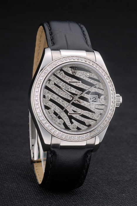 Swiss Rolex Datejust Special Edition 2012 Black Leather Strap 80252 - Image 3