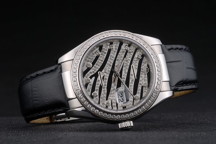 Swiss Rolex Datejust Special Edition 2012 Black Leather Strap 80252 - Image 4