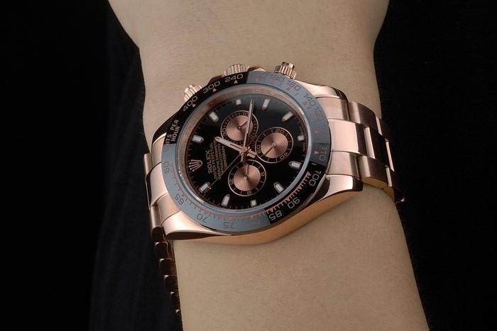 Rolex Daytona Black Ion Plated Tachymeter Rose Gold Strap Black Dial 80245 - Image 2