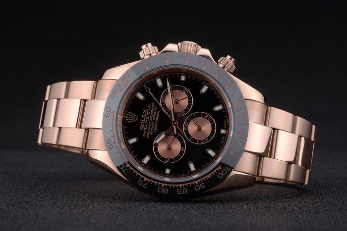 Rolex Daytona Black Ion Plated Tachymeter Rose Gold Strap Black Dial 80245 - Image 5
